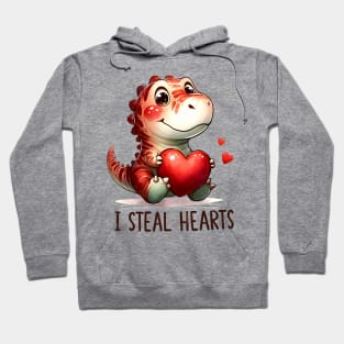 I Steal Hearts Trex Dino Valentine_s Day Boys Son Toddlers Hoodie